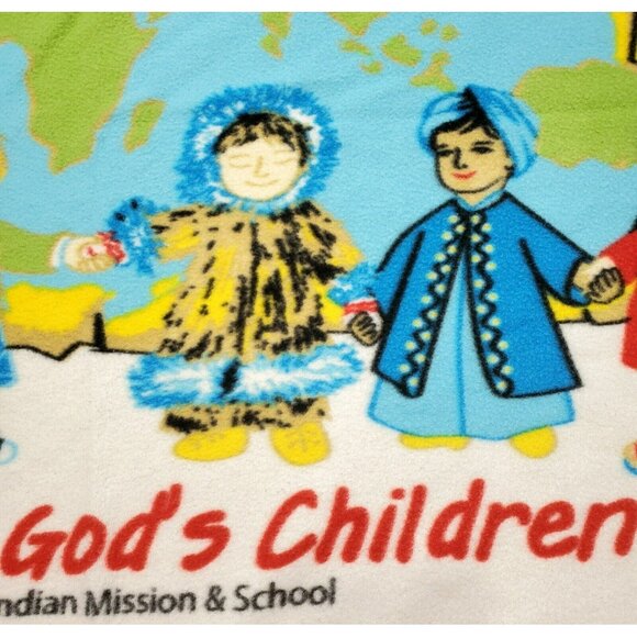 Indian Mission Fleece Lap Blanket St. Bonaventure World Peace Gods Children Kids - Picture 6 of 8